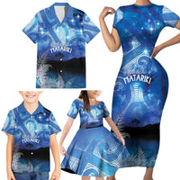 NZ Maori Matariki Scenery Family Matching Short Sleeve Bodycon Dress and Hawaiian Shirt Galaxy Sky LT7 - Polynesian Pride