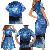 NZ Maori Matariki Scenery Family Matching Short Sleeve Bodycon Dress and Hawaiian Shirt Galaxy Sky LT7 - Polynesian Pride