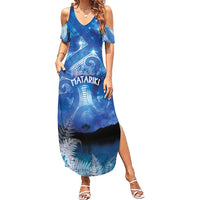 NZ Maori Matariki Scenery Family Matching Summer Maxi Dress and Hawaiian Shirt Galaxy Sky