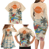 Personalized Christmas In July - Hawaii Retro Family Matching Long Sleeve Bodycon Dress and Hawaiian Shirt Lost In Parrot-dise LT7 - Polynesian Pride