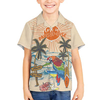 Personalized Christmas In July - Hawaii Retro Family Matching Long Sleeve Bodycon Dress and Hawaiian Shirt Lost In Parrot-dise LT7 Son's Shirt Beige - Polynesian Pride