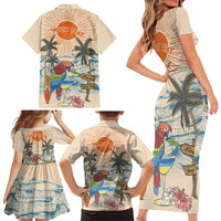 Personalized Christmas In July - Hawaii Retro Family Matching Short Sleeve Bodycon Dress and Hawaiian Shirt Lost In Parrot-dise LT7 - Polynesian Pride