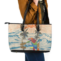 Christmas In July - Hawaii Retro Leather Tote Bag Lost In Parrot-dise