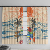 Christmas In July - Hawaii Retro Window Curtain Lost In Parrot-dise LT7 With Hooks Beige - Polynesian Pride