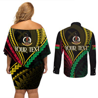 Personalised Vanuatu Couples Matching Off Shoulder Short Dress and Long Sleeve Button Shirts 43rd Hapi Indipendens Long LT7 - Polynesian Pride