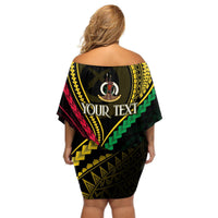 Personalised Vanuatu Off Shoulder Short Dress 44th Hapi Indipendens Long LT7 - Polynesian Pride