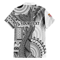 Fiji Rugby Personalised Bula Masi Family Matching Long Sleeve Bodycon Dress and Hawaiian Shirt Fish Tail Kaivity Cibi - White