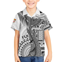 Fiji Rugby Personalised Bula Masi Family Matching Long Sleeve Bodycon Dress and Hawaiian Shirt Fish Tail Kaivity Cibi - White