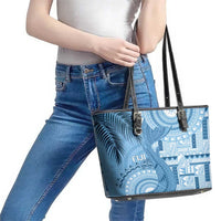 Fiji Rugby Bula Masi Leather Tote Bag Fish Tail Kaivity Cibi - Turquoise