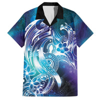 Aloha Hawaii Turtle Family Matching Off The Shoulder Long Sleeve Dress and Hawaiian Shirt Teal Purple Ribbon LT7 Dad's Shirt - Short Sleeve Purple Teal - Polynesian Pride