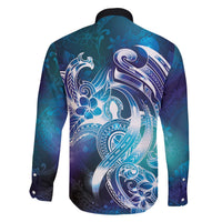 Aloha Hawaii Turtle Family Matching Off The Shoulder Long Sleeve Dress and Hawaiian Shirt Teal Purple Ribbon LT7 - Polynesian Pride