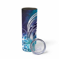 Aloha Hawaii Turtle Skinny Tumbler Teal Purple Ribbon - Polynesian Pride