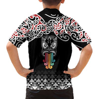 Kia Kaha Te Reo Maori Family Matching Off The Shoulder Long Sleeve Dress and Hawaiian Shirt 50 Years Mo Ake Tonu Te Reo LT7 - Polynesian Pride