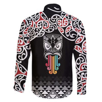 Kia Kaha Te Reo Maori Family Matching Off The Shoulder Long Sleeve Dress and Hawaiian Shirt 50 Years Mo Ake Tonu Te Reo LT7 - Polynesian Pride