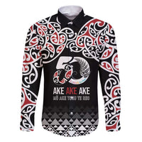 Kia Kaha Te Reo Maori Family Matching Puletasi and Hawaiian Shirt 50 Years Mo Ake Tonu Te Reo LT7 Dad's Shirt - Long Sleeve Black - Polynesian Pride