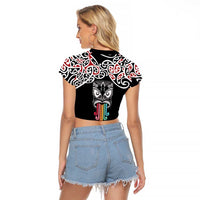 Kia Kaha Te Reo Maori Raglan Cropped T Shirt 50 Years Mo Ake Tonu Te Reo - Polynesian Pride