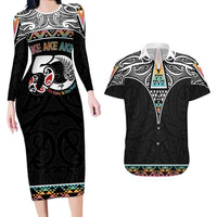 50 Years Kia Kaha Te Reo Maori Couples Matching Long Sleeve Bodycon Dress and Hawaiian Shirt Ake Ake Ake! LT7 White - Polynesian Pride