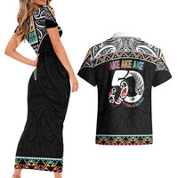 50 Years Kia Kaha Te Reo Maori Couples Matching Short Sleeve Bodycon Dress and Hawaiian Shirt Ake Ake Ake! LT7 - Polynesian Pride