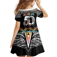 50 Years Kia Kaha Te Reo Maori Family Matching Off The Shoulder Long Sleeve Dress and Hawaiian Shirt Ake Ake Ake! LT7 - Polynesian Pride