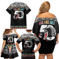 50 Years Kia Kaha Te Reo Maori Family Matching Off Shoulder Short Dress and Hawaiian Shirt Ake Ake Ake! LT7 - Polynesian Pride
