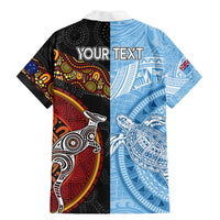 Personalised Fiji and Australia Family Matching Mermaid Dress and Hawaiian Shirt Masi Patterns Mix Aboriginal Art LT7 - Polynesian Pride