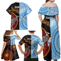 personalised-fiji-and-australia-family-matching-off-shoulder-maxi-dress-and-hawaiian-shirt-masi-patterns-mix-aboriginal-art