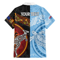 Personalised Fiji and Australia Family Matching Short Sleeve Bodycon Dress and Hawaiian Shirt Masi Patterns Mix Aboriginal Art LT7 - Polynesian Pride