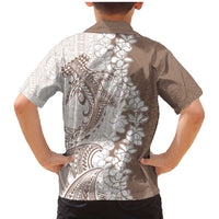Polynesian Beige Plumeria Lei Family Matching Mermaid Dress and Hawaiian Shirt with Hammerhead Shark LT7 - Polynesian Pride