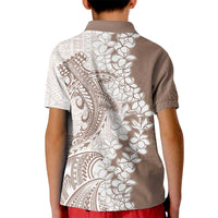 Polynesian Beige Plumeria Lei Kid Polo Shirt with Hammerhead Shark