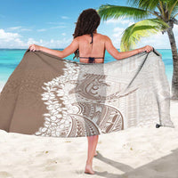 Polynesian Beige Plumeria Lei Sarong with Hammerhead Shark