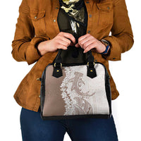 Polynesian Beige Plumeria Lei Shoulder Handbag with Hammerhead Shark LT7 - Polynesian Pride