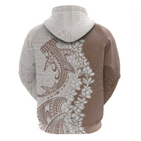 Polynesian Beige Plumeria Lei Zip Hoodie with Hammerhead Shark LT7 - Polynesian Pride