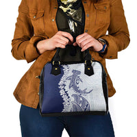 Polynesian Navy Blue Plumeria Lei Shoulder Handbag with Hammerhead Shark LT7 - Polynesian Pride