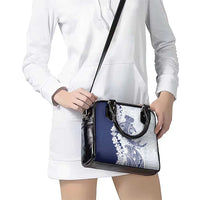 Polynesian Navy Blue Plumeria Lei Shoulder Handbag with Hammerhead Shark LT7 - Polynesian Pride