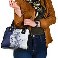 Polynesian Navy Blue Plumeria Lei Shoulder Handbag with Hammerhead Shark LT7 - Polynesian Pride