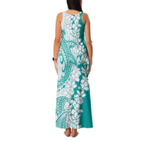 Polynesian Teal Plumeria Lei Family Matching Tank Maxi Dress and Hawaiian Shirt with Hammerhead Shark LT7 - Polynesian Pride