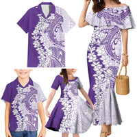Polynesian Purple Plumeria Lei Family Matching Mermaid Dress and Hawaiian Shirt with Hammerhead Shark LT7 - Polynesian Pride