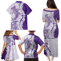 Polynesian Purple Plumeria Lei Family Matching Puletasi and Hawaiian Shirt with Hammerhead Shark LT7 - Polynesian Pride