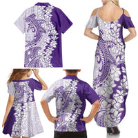 Polynesian Purple Plumeria Lei Family Matching Summer Maxi Dress and Hawaiian Shirt with Hammerhead Shark LT7 - Polynesian Pride