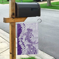 Polynesian Purple Plumeria Lei Garden Flag with Hammerhead Shark LT7 - Polynesian Pride