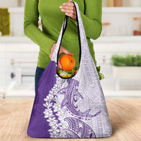 Polynesian Purple Plumeria Lei Grocery Bag with Hammerhead Shark LT7 - Polynesian Pride