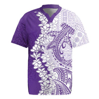 Polynesian Purple Plumeria Lei Rugby Jersey with Hammerhead Shark LT7 Purple - Polynesian Pride