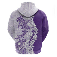 Polynesian Purple Plumeria Lei Zip Hoodie with Hammerhead Shark LT7 - Polynesian Pride
