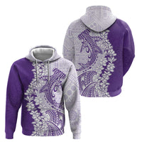 Polynesian Purple Plumeria Lei Zip Hoodie with Hammerhead Shark LT7 - Polynesian Pride