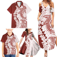 Polynesian Crimson Plumeria Lei Family Matching Summer Maxi Dress and Hawaiian Shirt with Hammerhead Shark LT7 - Polynesian Pride