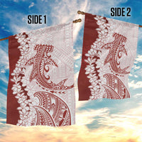 Polynesian Crimson Plumeria Lei Garden Flag with Hammerhead Shark LT7 - Polynesian Pride