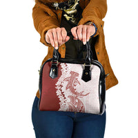 Polynesian Crimson Plumeria Lei Shoulder Handbag with Hammerhead Shark LT7 One Size Red - Polynesian Pride
