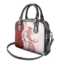 Polynesian Crimson Plumeria Lei Shoulder Handbag with Hammerhead Shark LT7 - Polynesian Pride