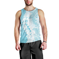 Polynesian Turquoise Plumeria Lei Men Tank Top with Hammerhead Shark