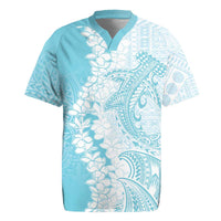 Polynesian Turquoise Plumeria Lei Rugby Jersey with Hammerhead Shark LT7 Turquoise - Polynesian Pride